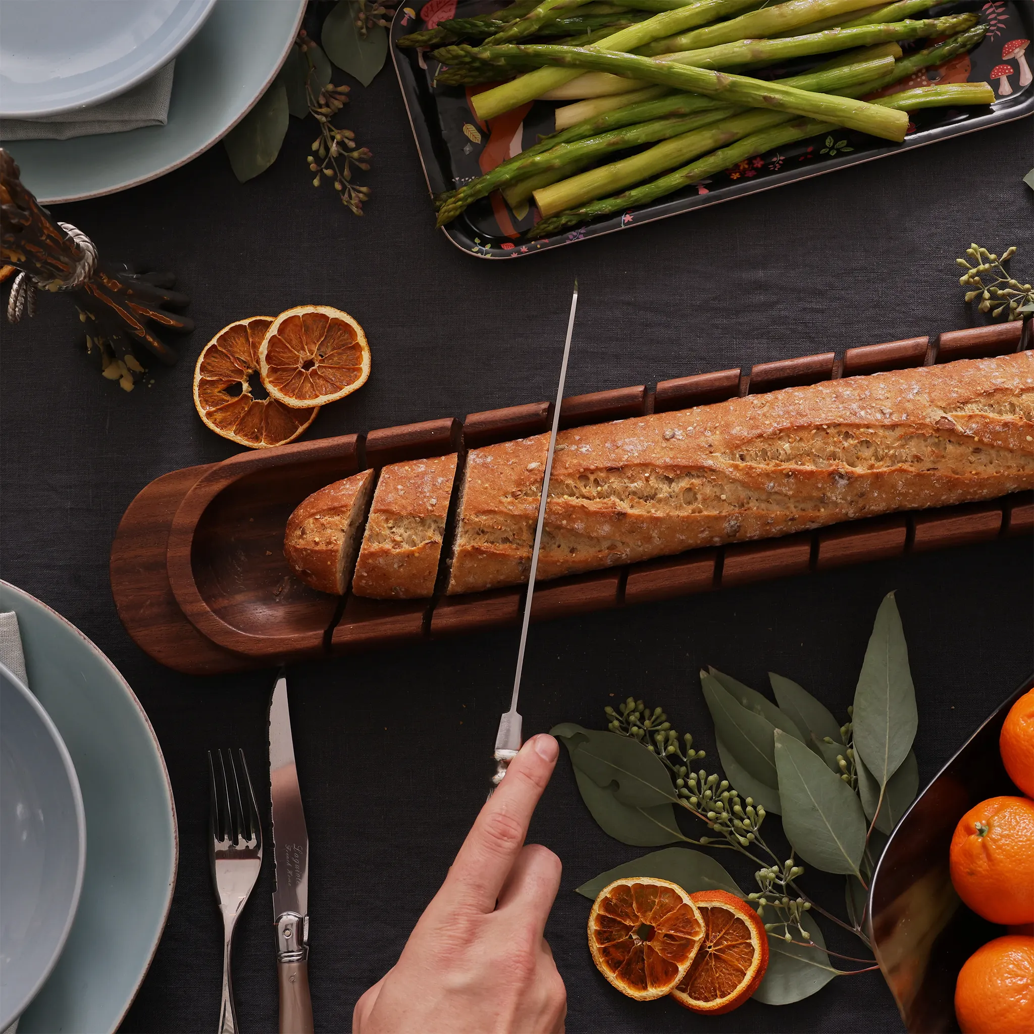 Baguette Board with Wheat Pattern Bread Knife