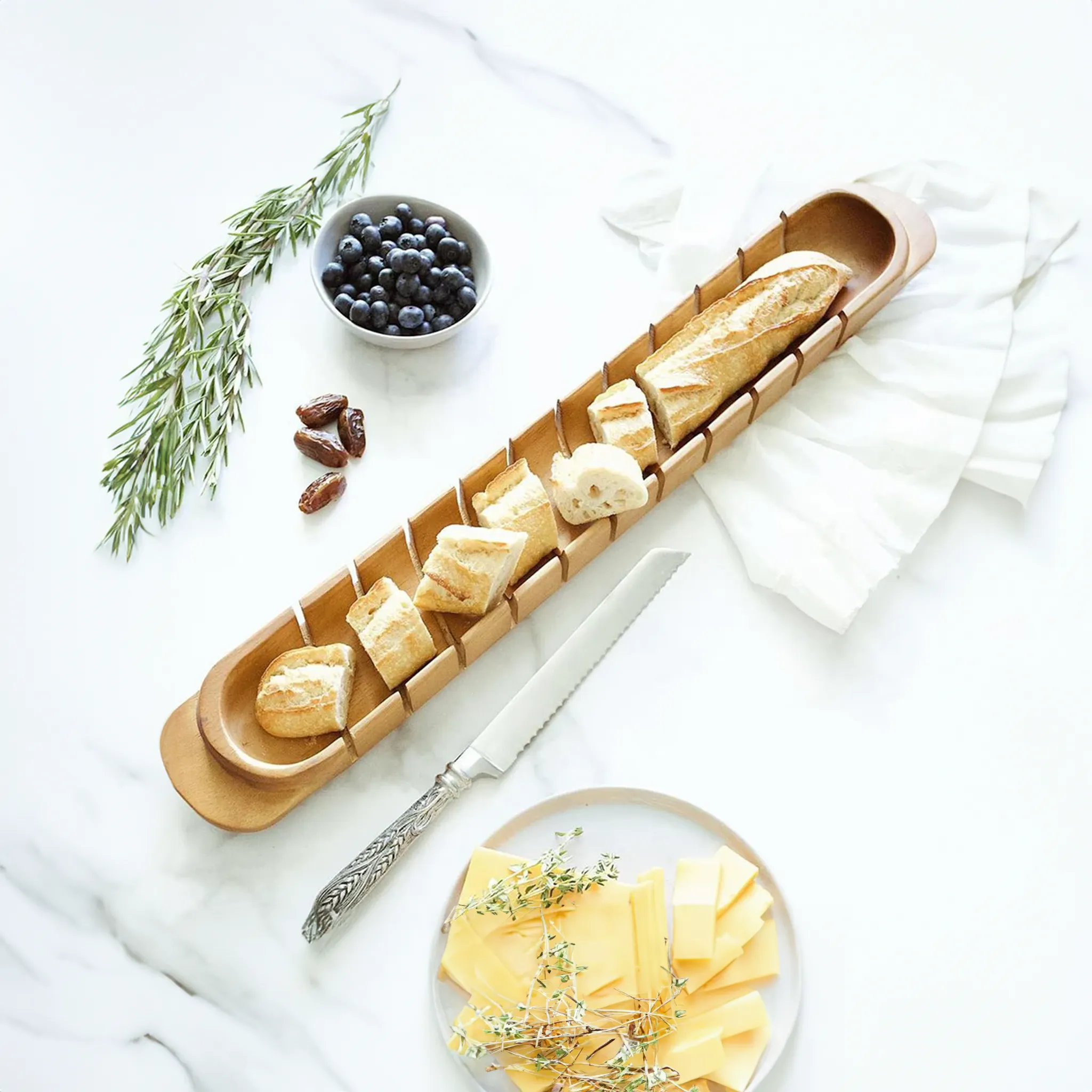 Baguette Board with Wheat Pattern Bread Knife