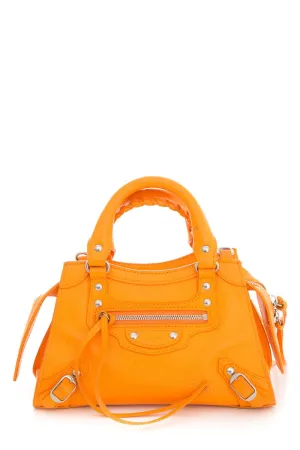 Balenciaga Orange Grained Calfskin Neo Classic Mini City Handbag
