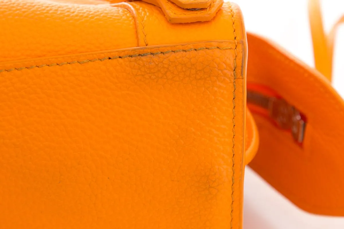 Balenciaga Orange Grained Calfskin Neo Classic Mini City Handbag
