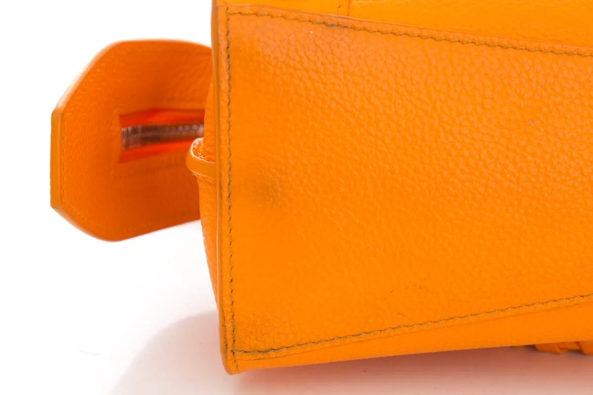 Balenciaga Orange Grained Calfskin Neo Classic Mini City Handbag