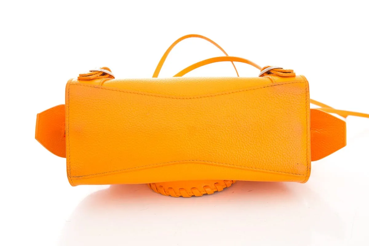 Balenciaga Orange Grained Calfskin Neo Classic Mini City Handbag