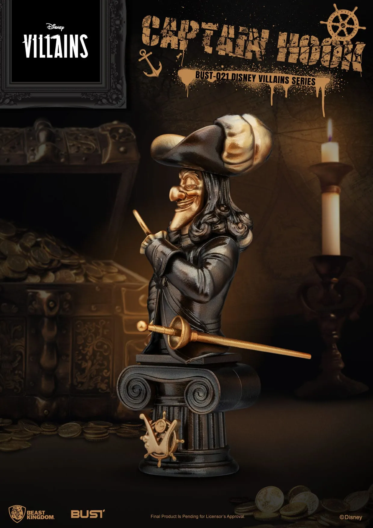 Beast Kingdom Disney Villains Series Captain Hook PVC Bust