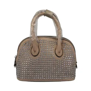Beige Rhinestone Mini Handbag