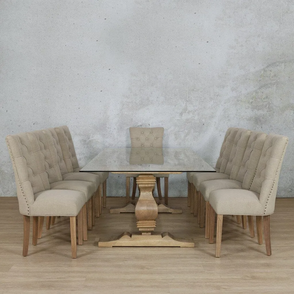 Belmont Glass Top & Duchess 10 Seater Dining Set