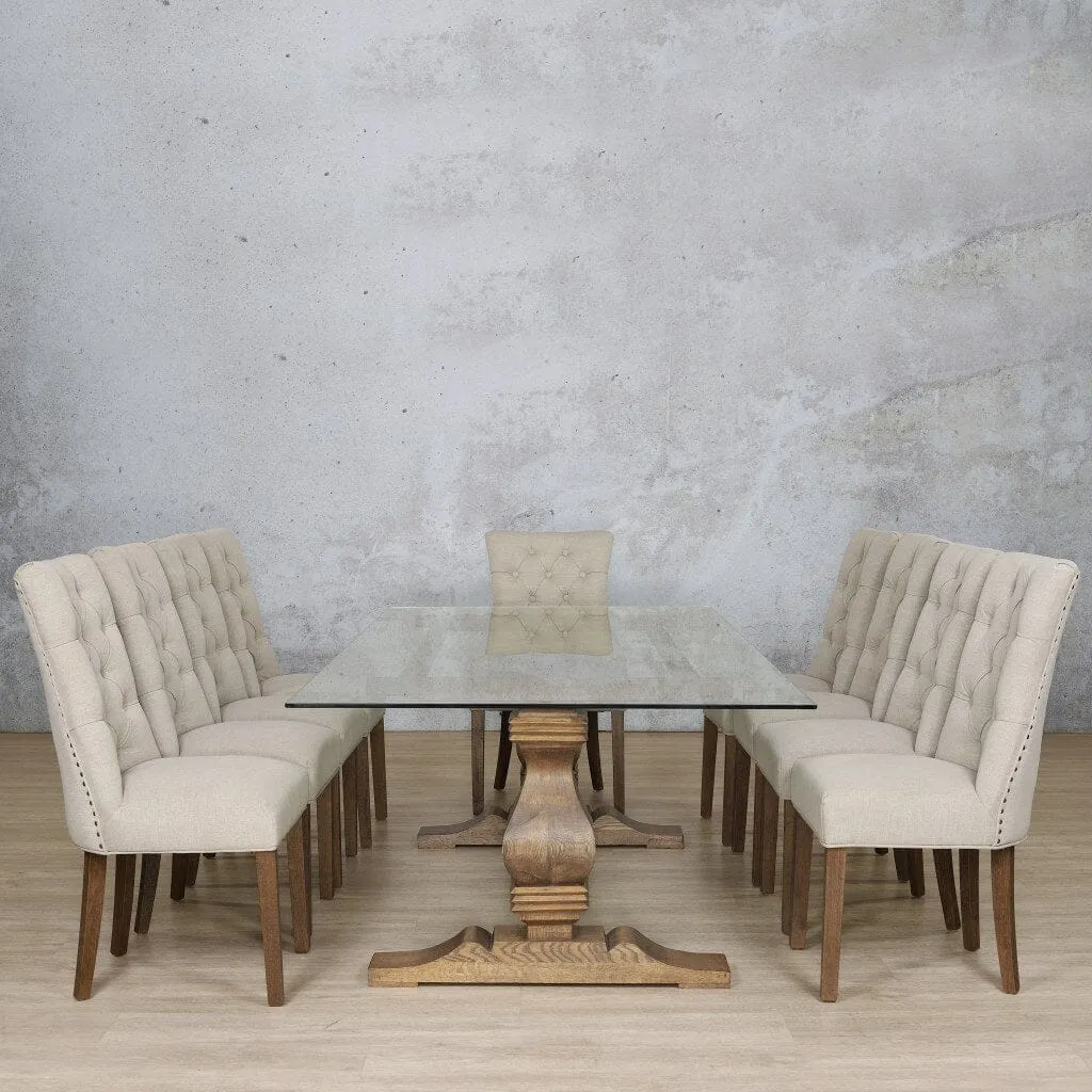 Belmont Glass Top & Duchess 10 Seater Dining Set