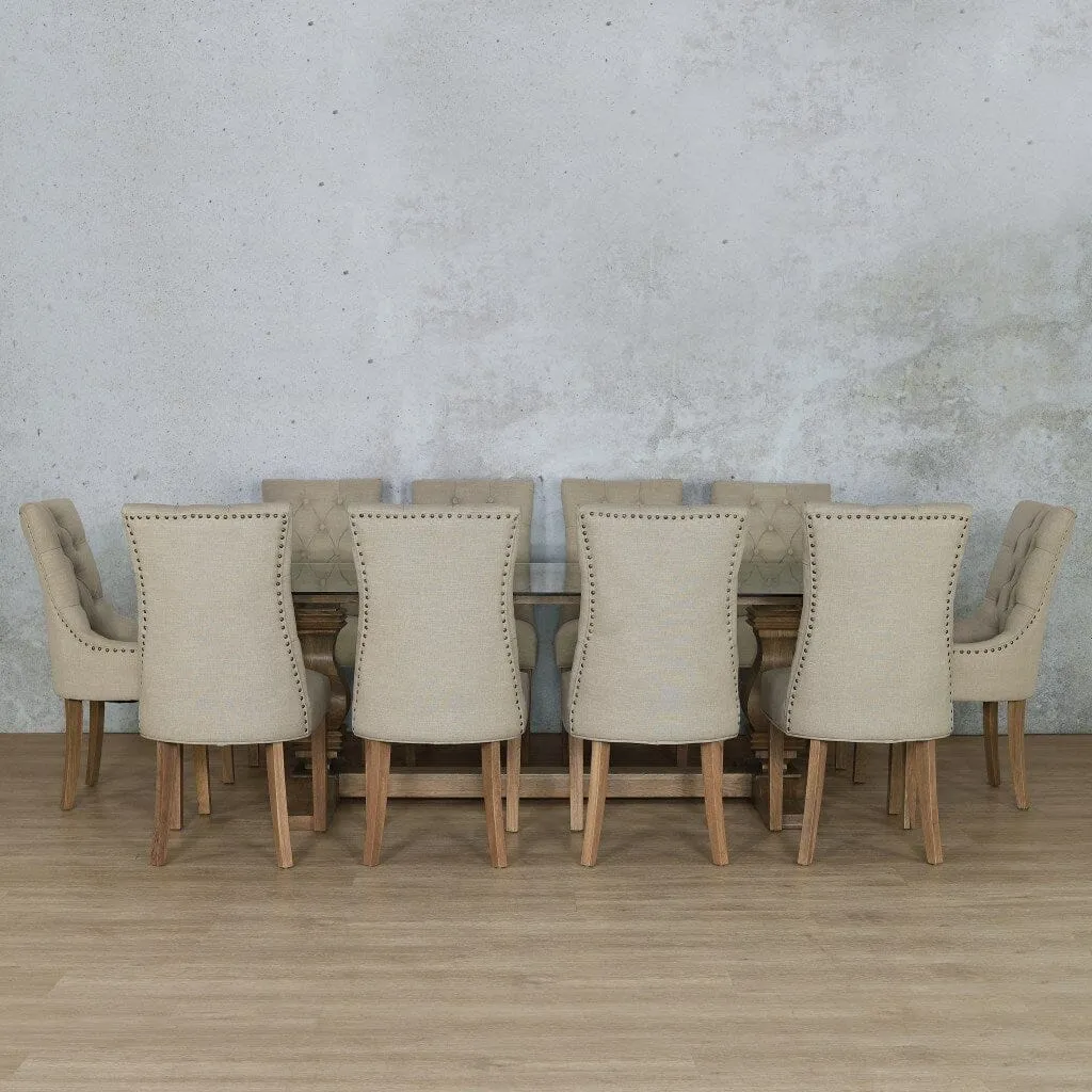 Belmont Glass Top & Duchess 10 Seater Dining Set