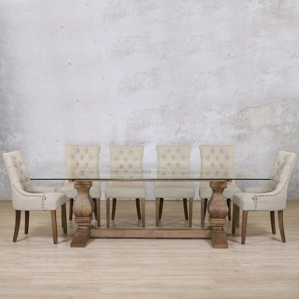 Belmont Glass Top & Duchess 10 Seater Dining Set