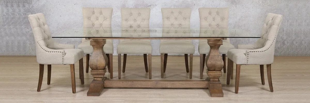 Belmont Glass Top & Duchess 10 Seater Dining Set