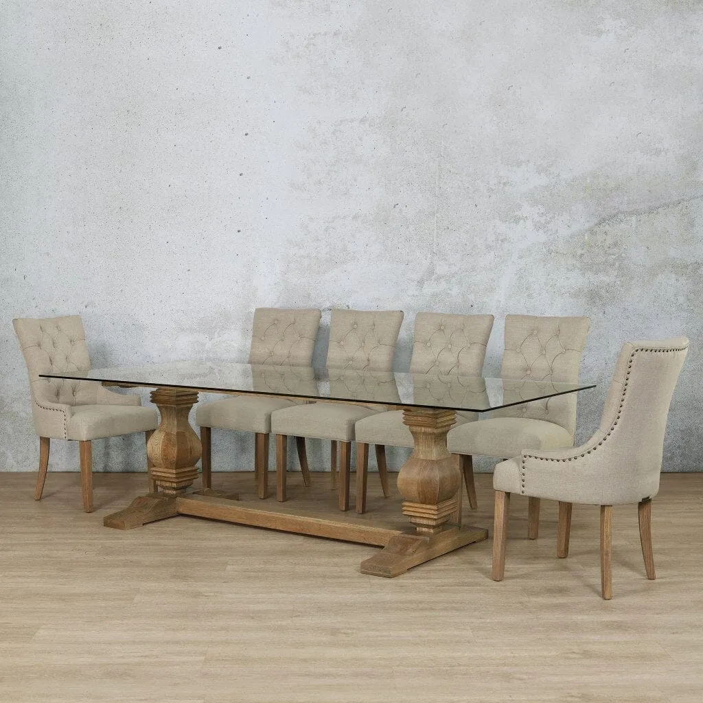 Belmont Glass Top & Duchess 10 Seater Dining Set