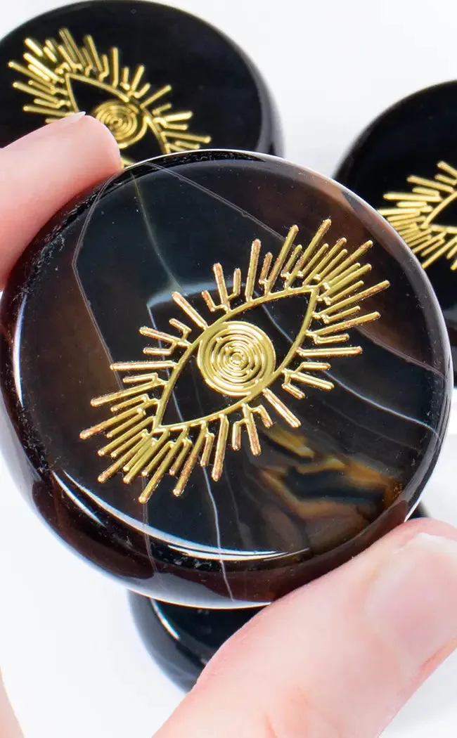 Black Agate Carved Crystal Eye