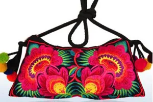 Black Applique Clutch Handbag