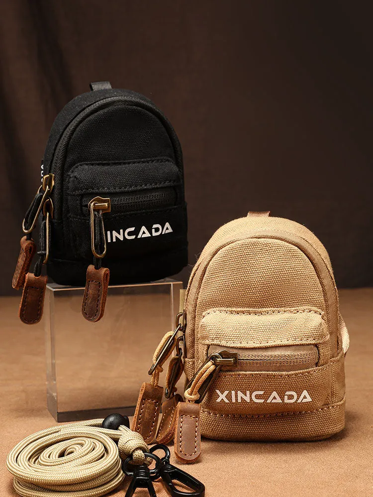 Black Canvas Women's Crossbody Chest Bag Mini Waist Bag Cutest Fanny Packs