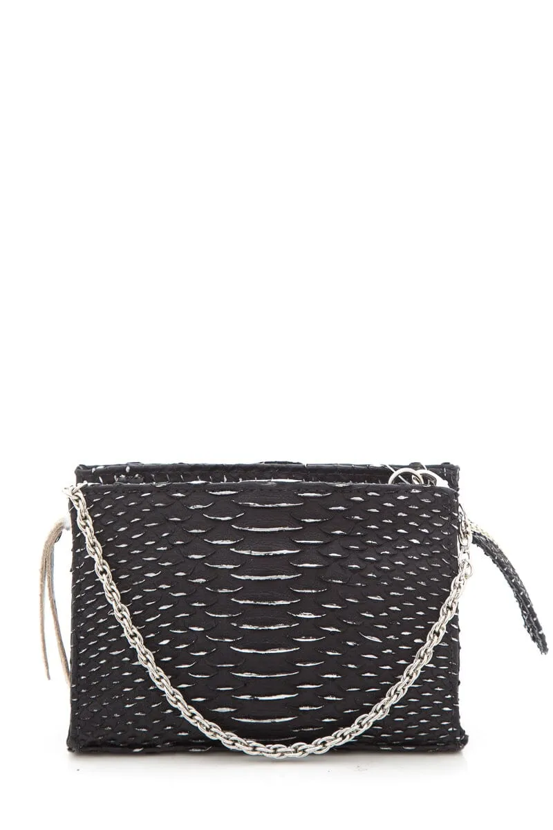 Blu   Baker Black Mini Genuine Snakeskin Handbag NWT