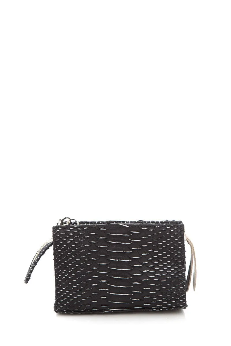 Blu   Baker Black Mini Genuine Snakeskin Handbag NWT