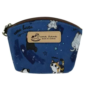 Blue Cat Yoga Shell Keychain Coin Purse