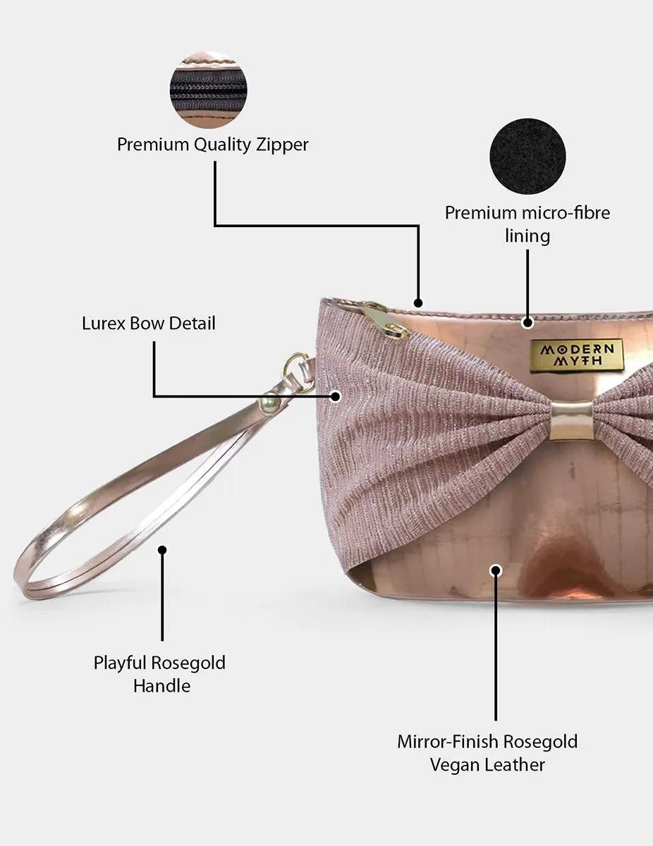 Bow Wow Bling! Rosegold Pink Cosmetics Makeup Pouch | Modern Myth