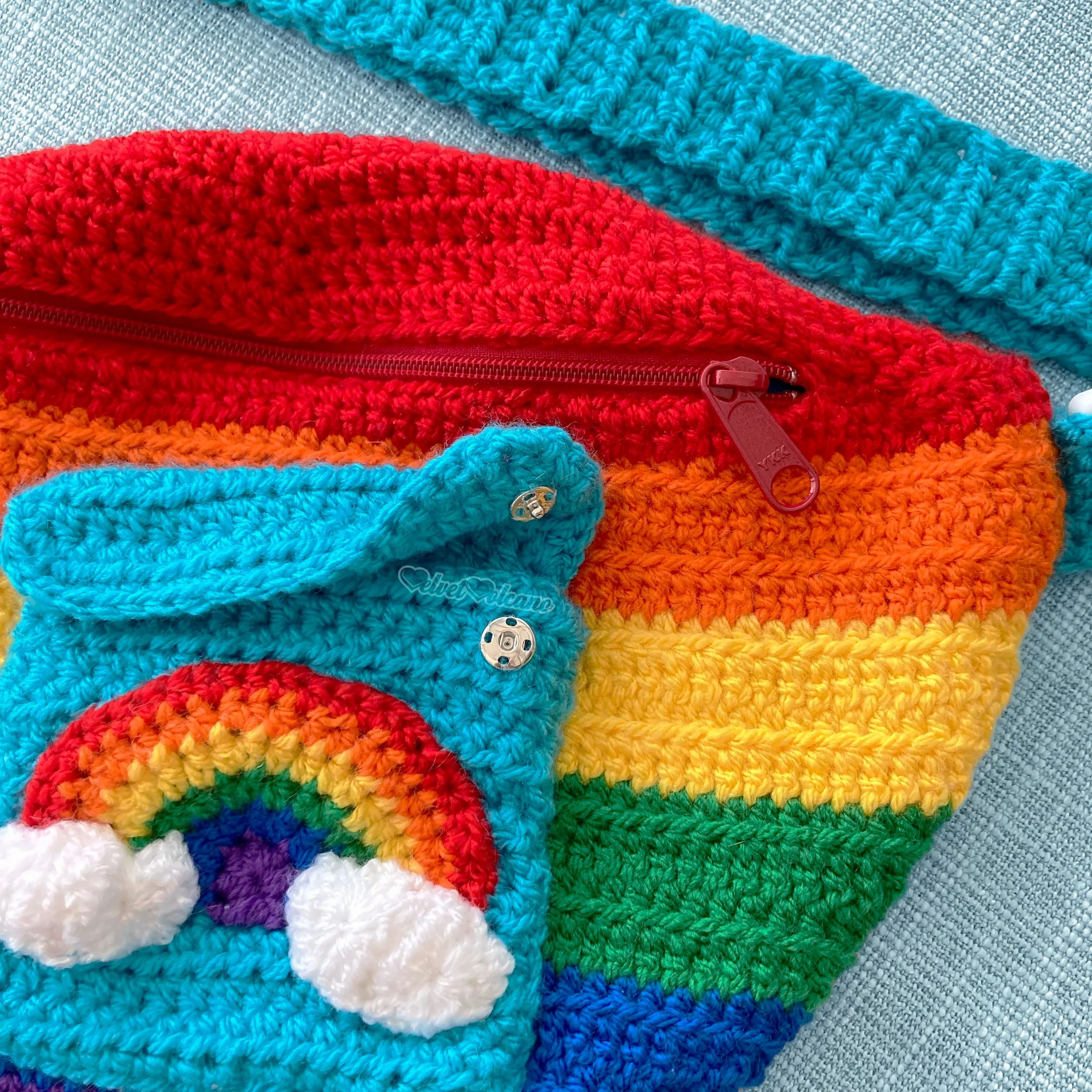 Bright Rainbow Stripe Cloud Pocket Bum Bag