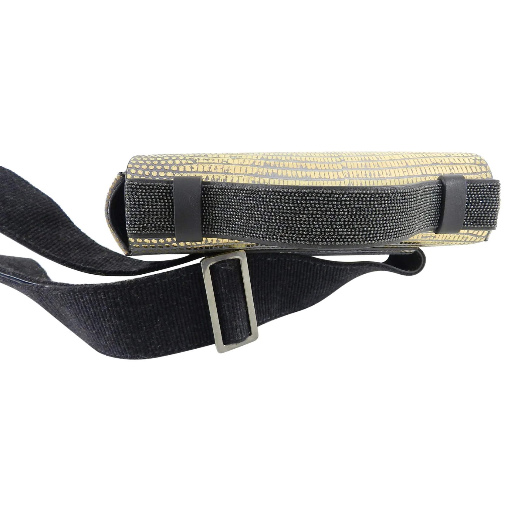 Brunello Cucinelli Gold Metallic Lizard Waist Belt Bag