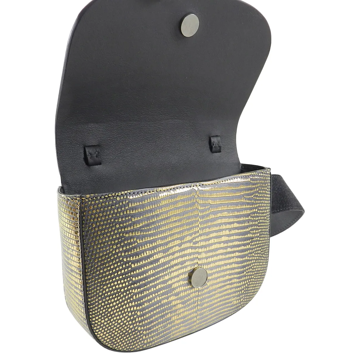 Brunello Cucinelli Gold Metallic Lizard Waist Belt Bag
