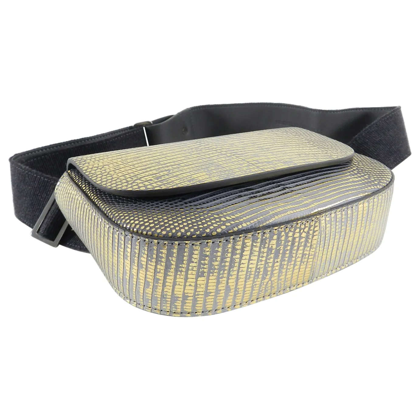 Brunello Cucinelli Gold Metallic Lizard Waist Belt Bag