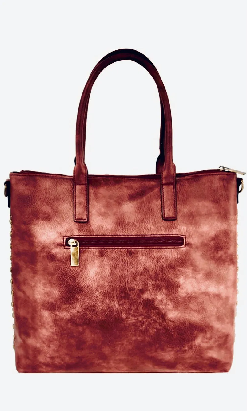 Bryant Dusty Blue Vintage-Inspired Vegan Leather Satchel Bag