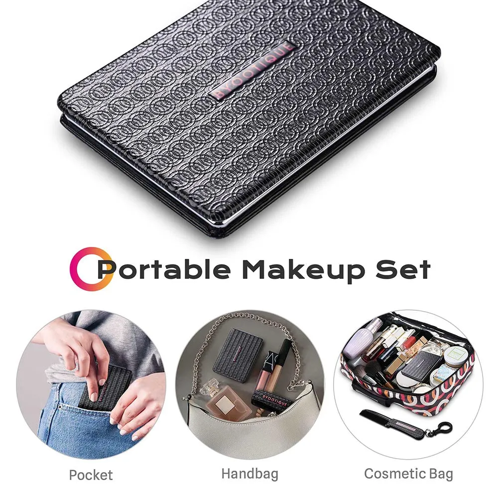 Byootique Portable Makeup Mirror x1 x2 Magnification w/ Folding Comb