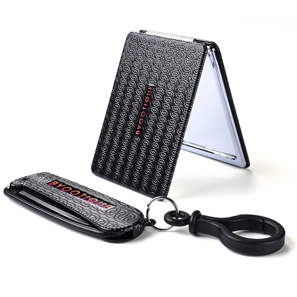 Byootique Portable Makeup Mirror x1 x2 Magnification w/ Folding Comb
