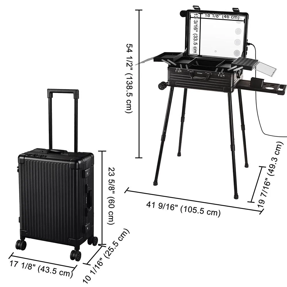 Byootique Urstudio 24" Makeup Case with Light up Mirror & Stand