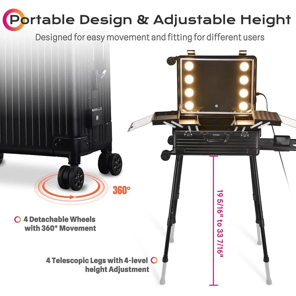 Byootique Urstudio 24" Makeup Case with Light up Mirror & Stand