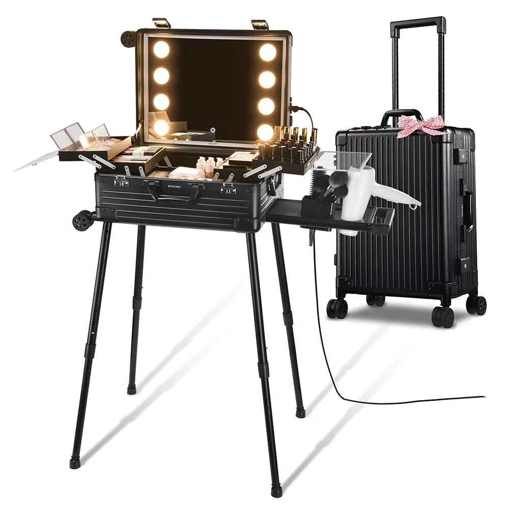 Byootique Urstudio 24" Makeup Case with Light up Mirror & Stand