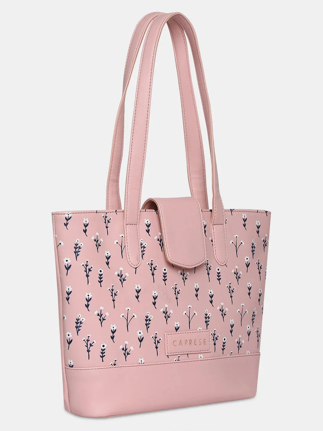 Caprese Pensa Small Tote Printed Faux Leather For Women Powder Pink