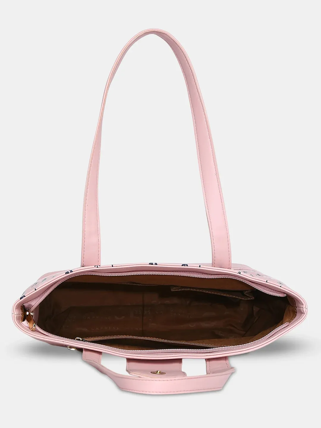 Caprese Pensa Small Tote Printed Faux Leather For Women Powder Pink