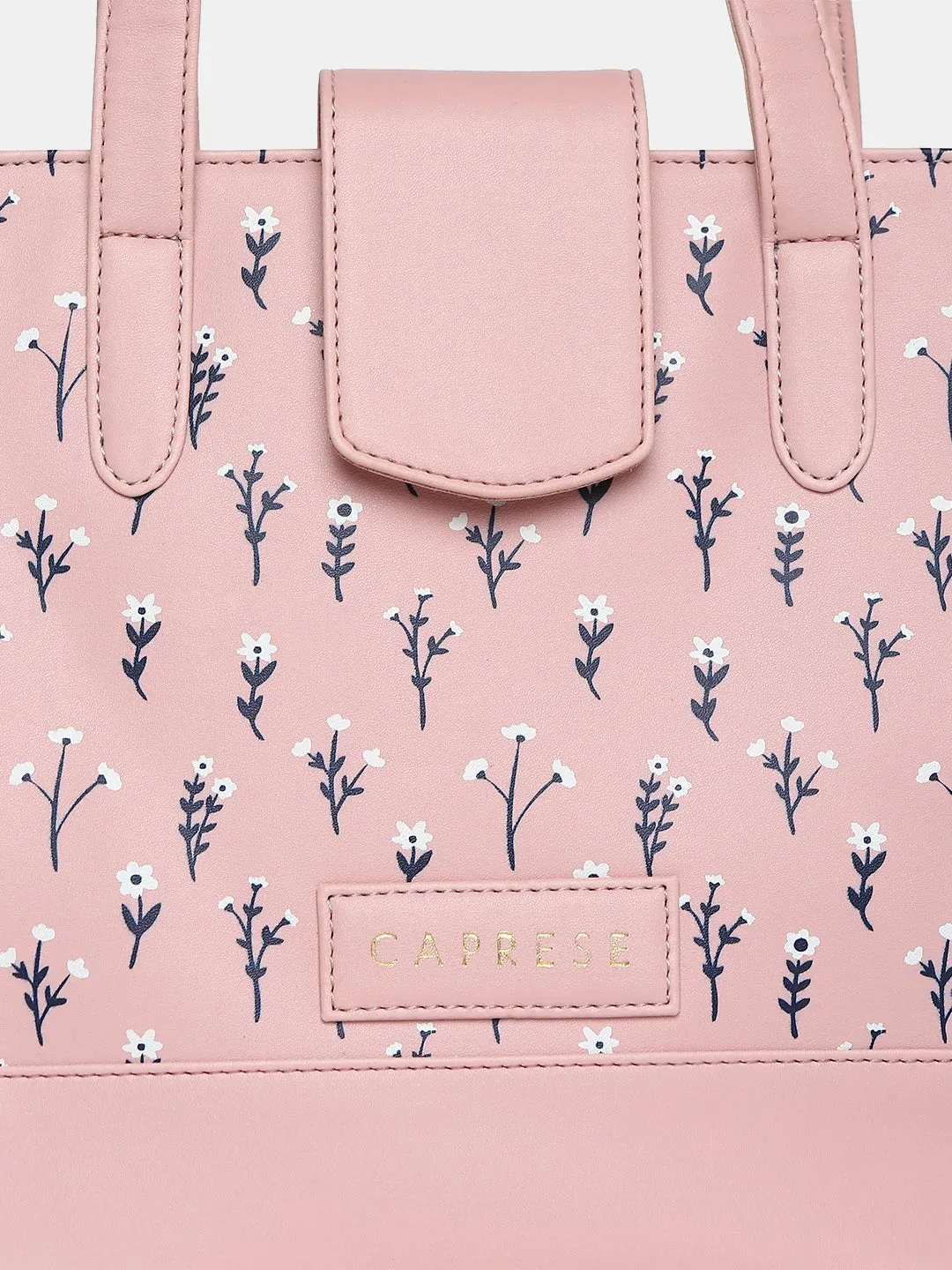Caprese Pensa Small Tote Printed Faux Leather For Women Powder Pink