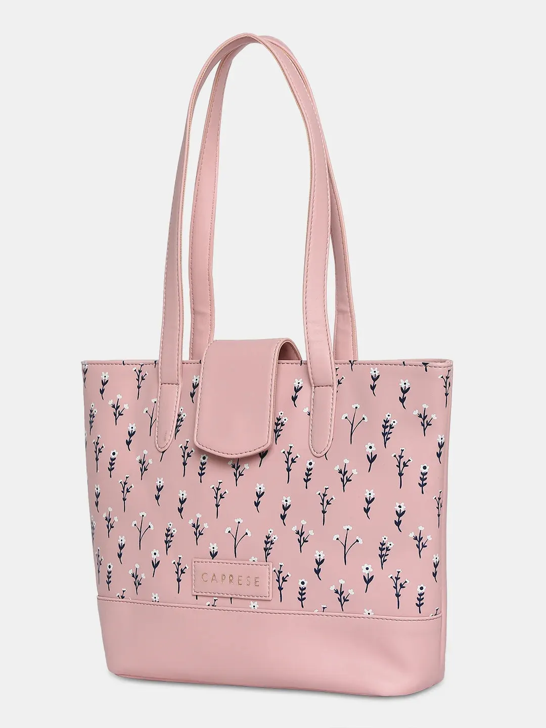 Caprese Pensa Small Tote Printed Faux Leather For Women Powder Pink