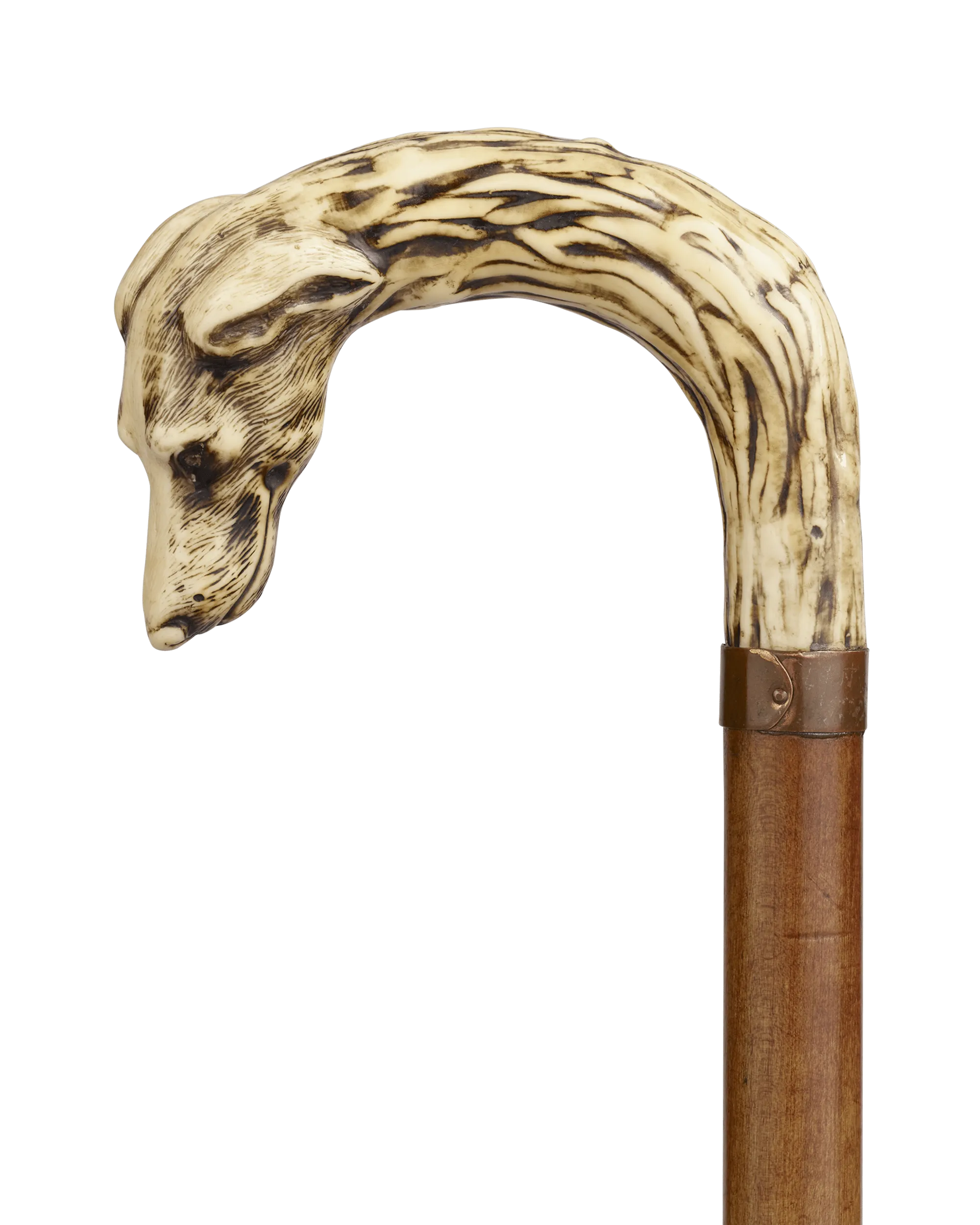 Carved Antler Greyhound Cane