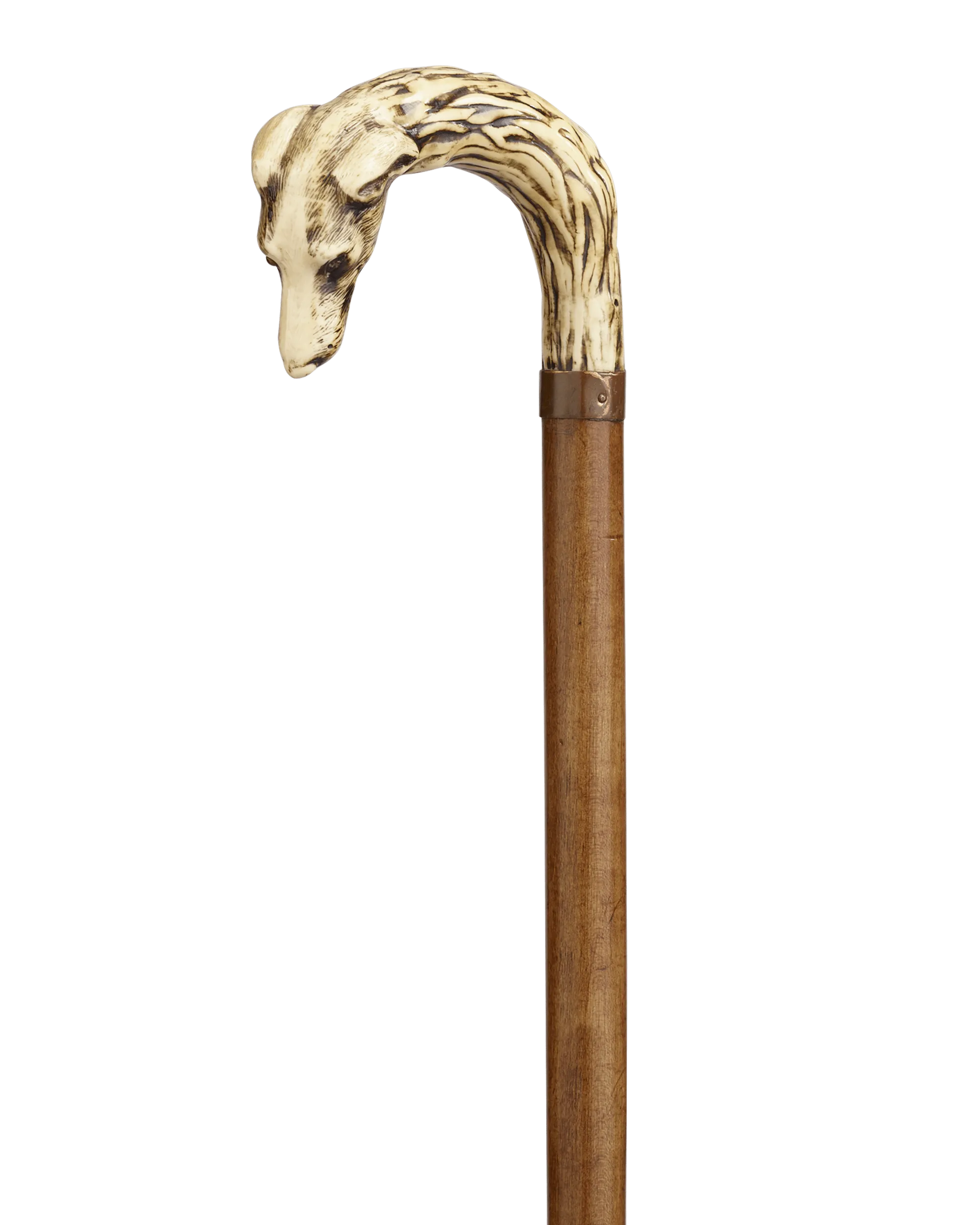 Carved Antler Greyhound Cane