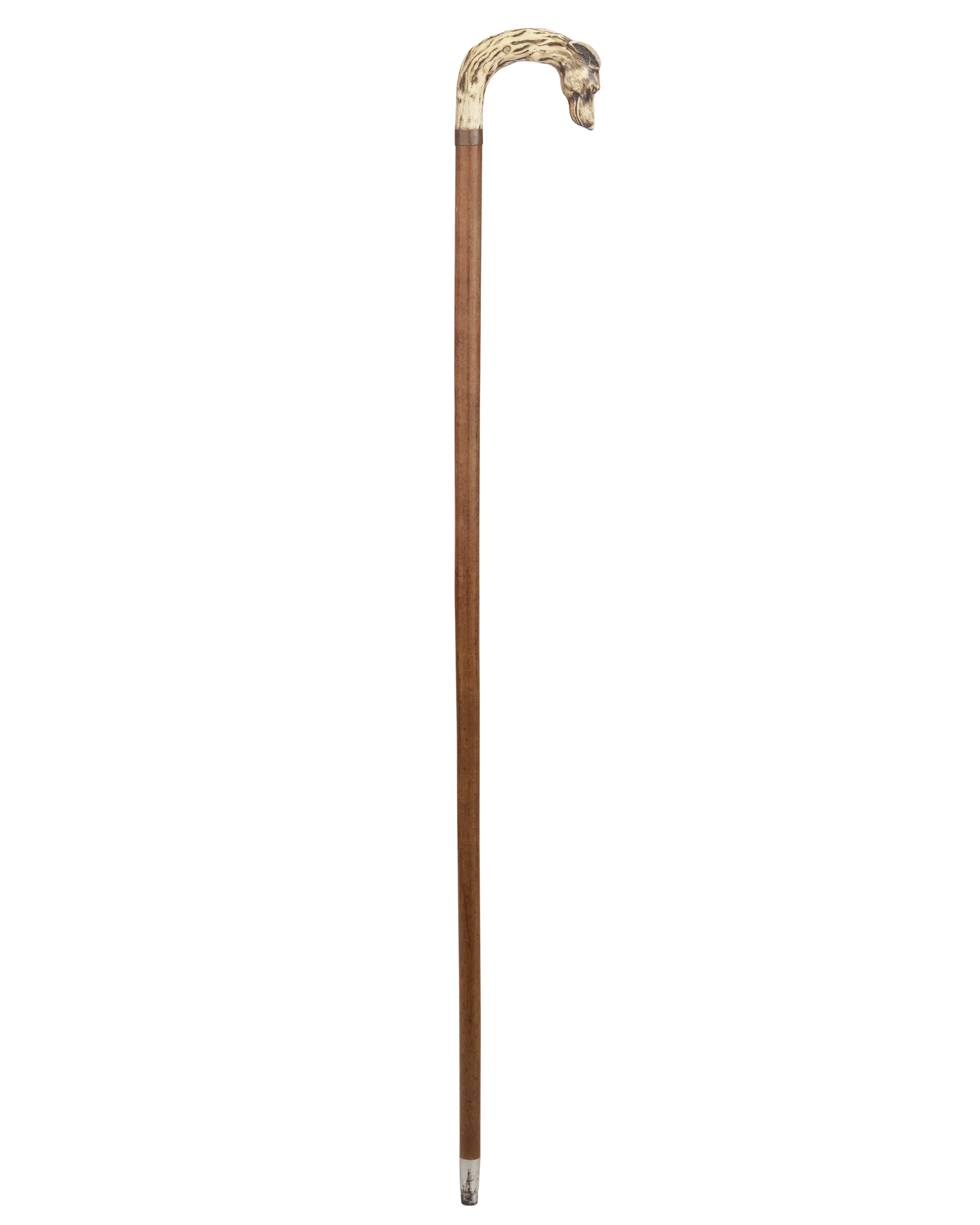 Carved Antler Greyhound Cane