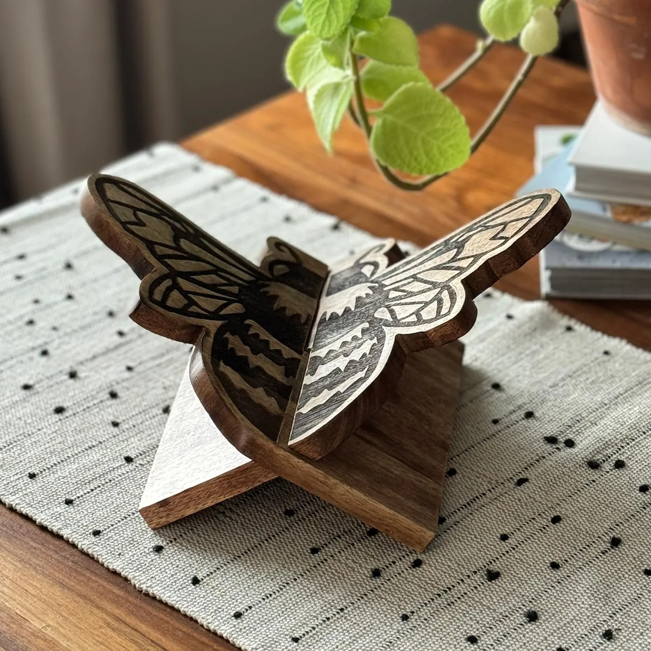 Carved Bee Book Stand