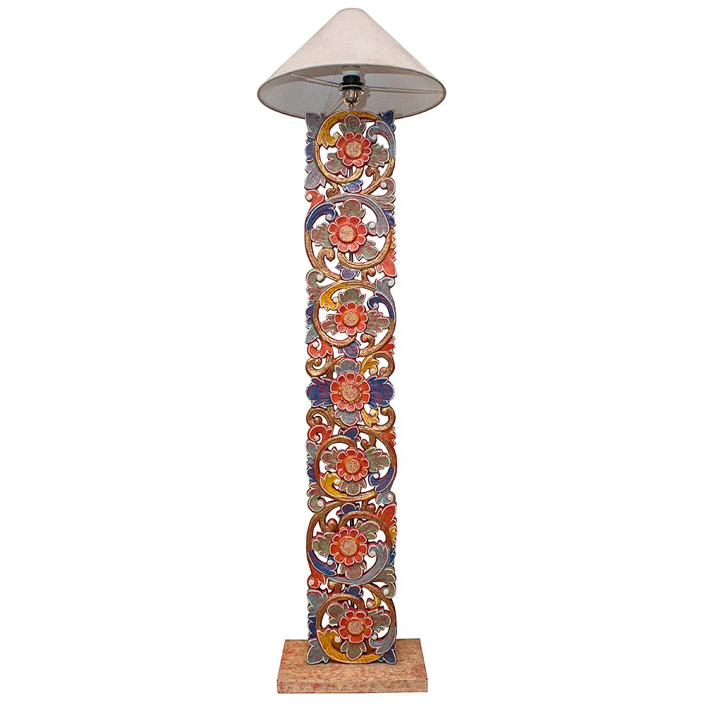 Carved Floor Lamp 'Citta' - Red - 160 cm