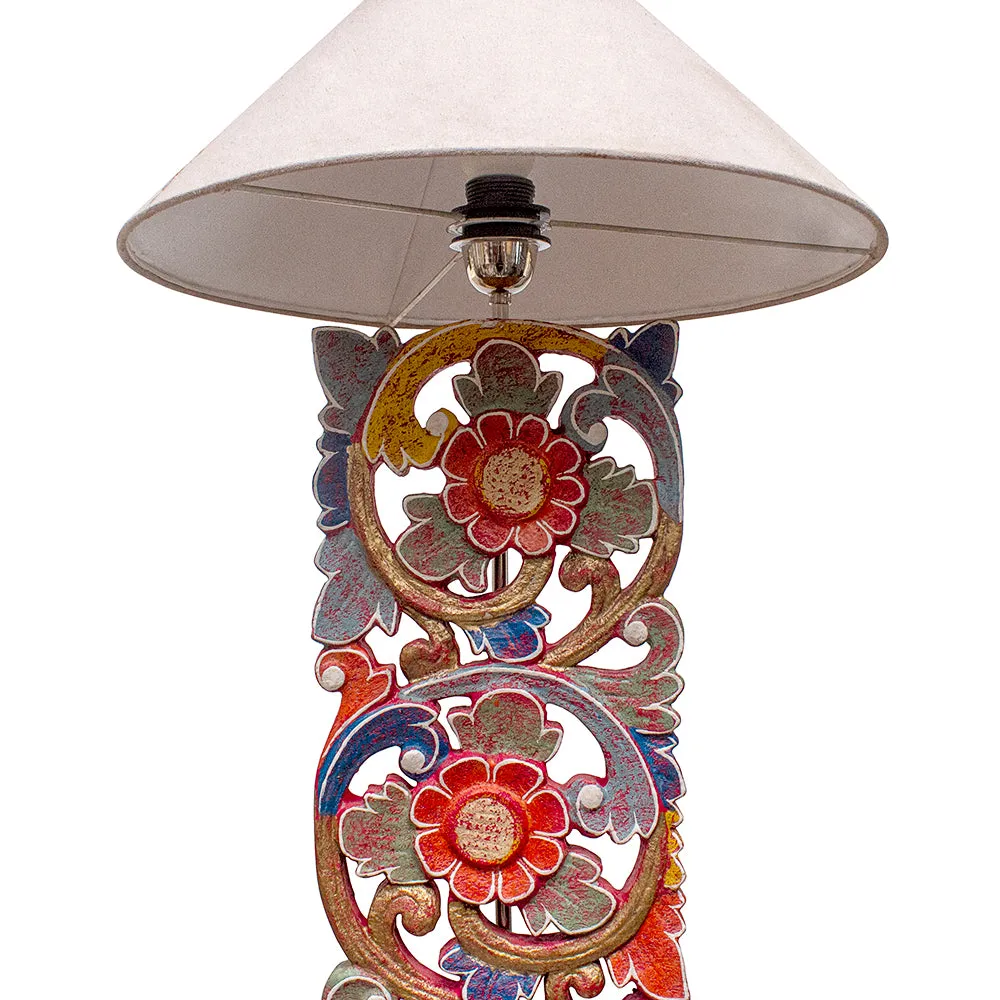 Carved Floor Lamp 'Citta' - Red - 160 cm