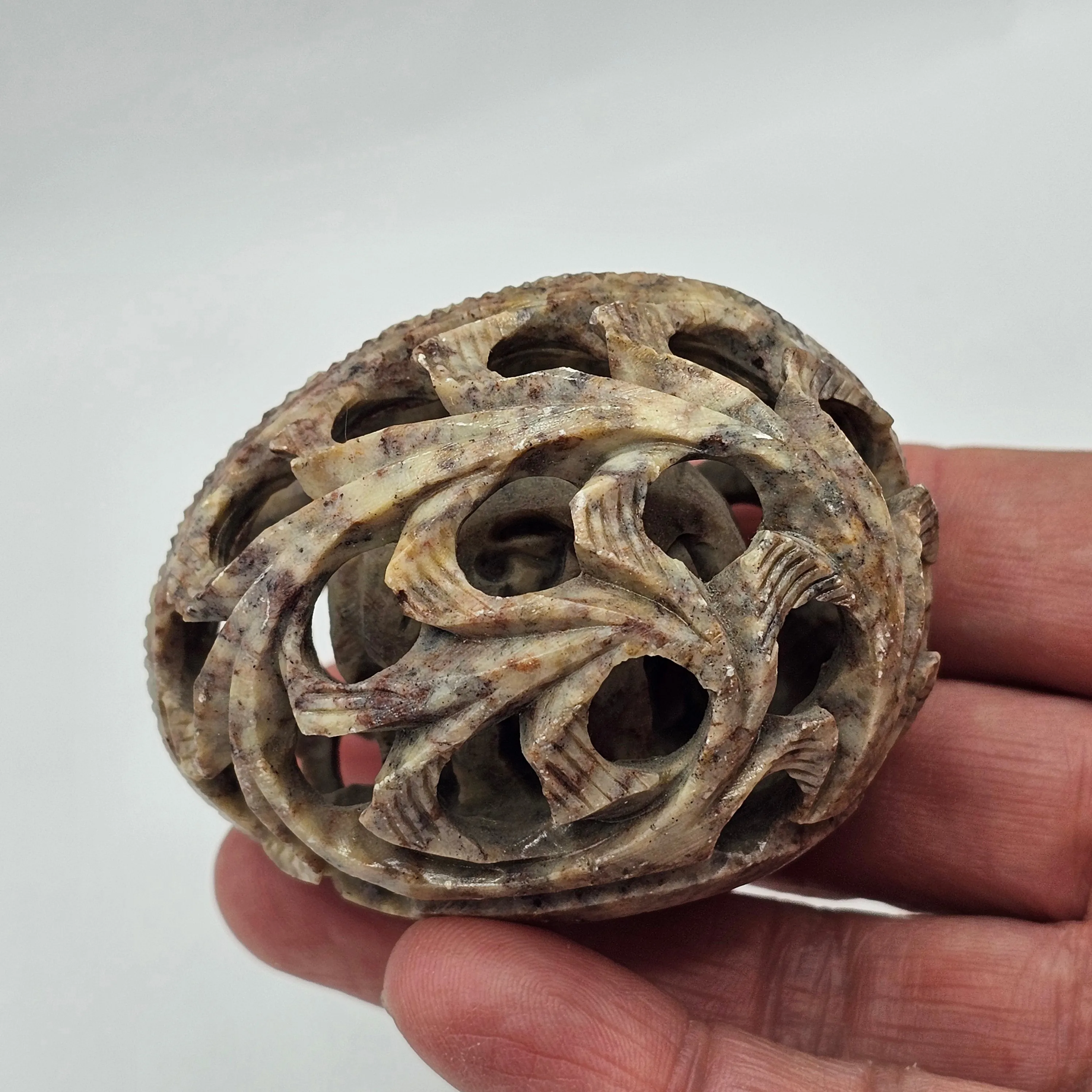 Carved Soapstone Egg With Elephant Inside