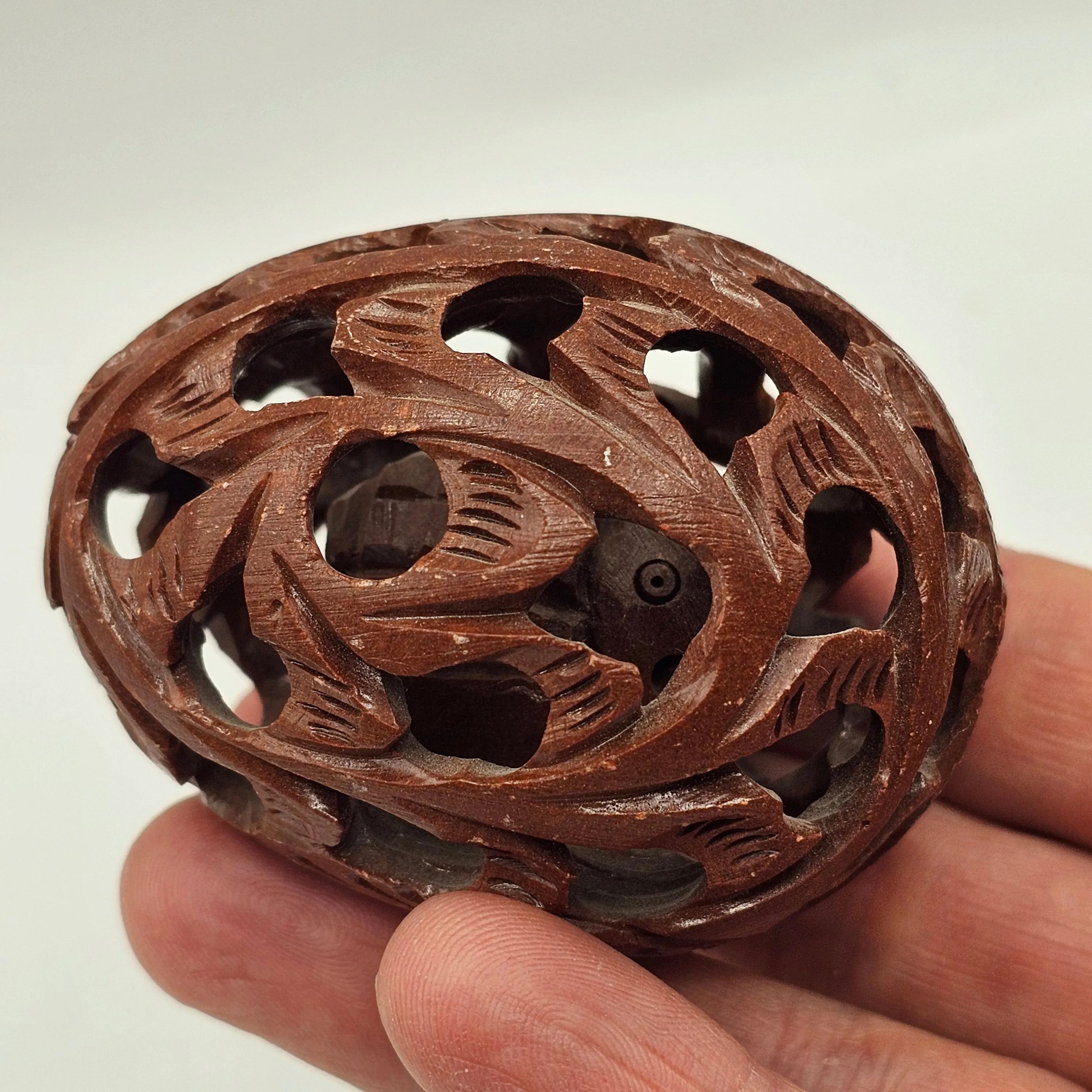 Carved Soapstone Egg With Turtle Inside