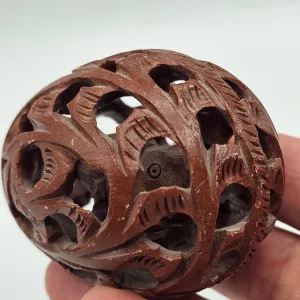 Carved Soapstone Egg With Turtle Inside