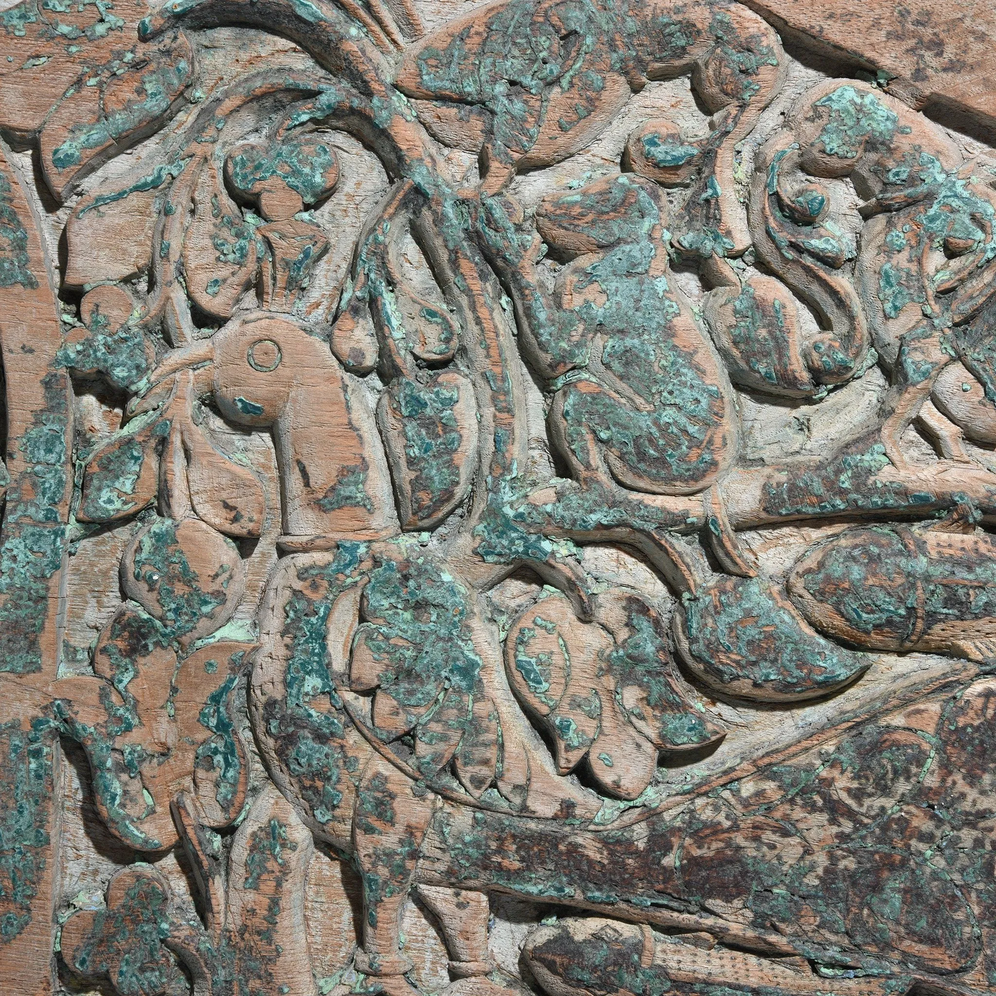 Carved Teak Krishna Lintel Panel From Andra Pradesh - 19thC