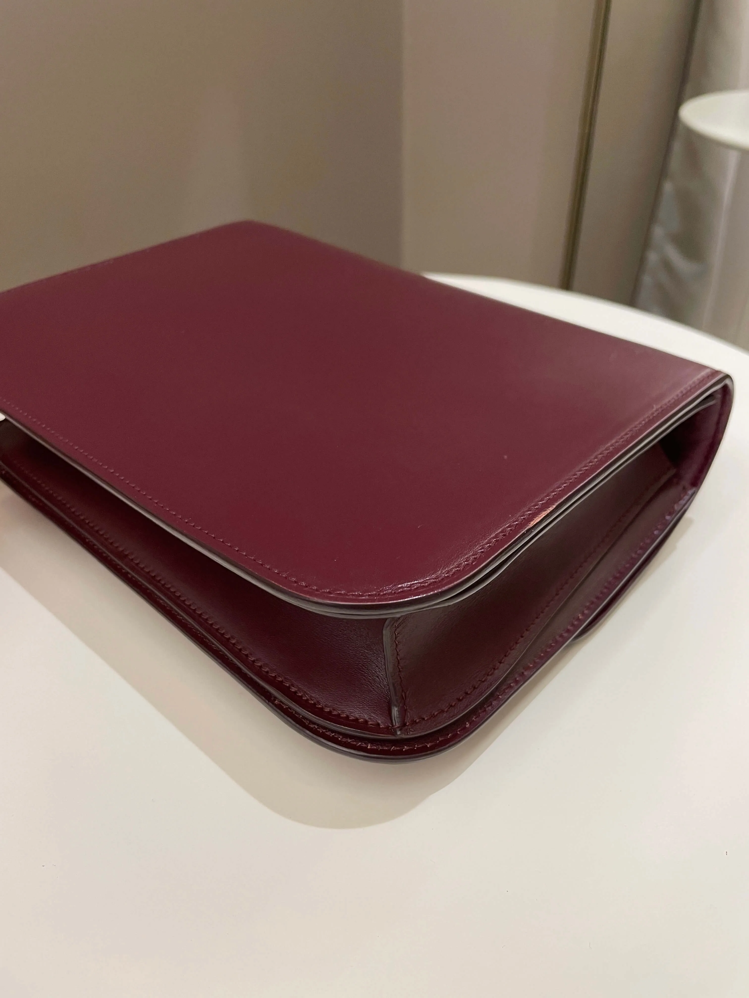 Celine Box Bag Burgundy Calfskin