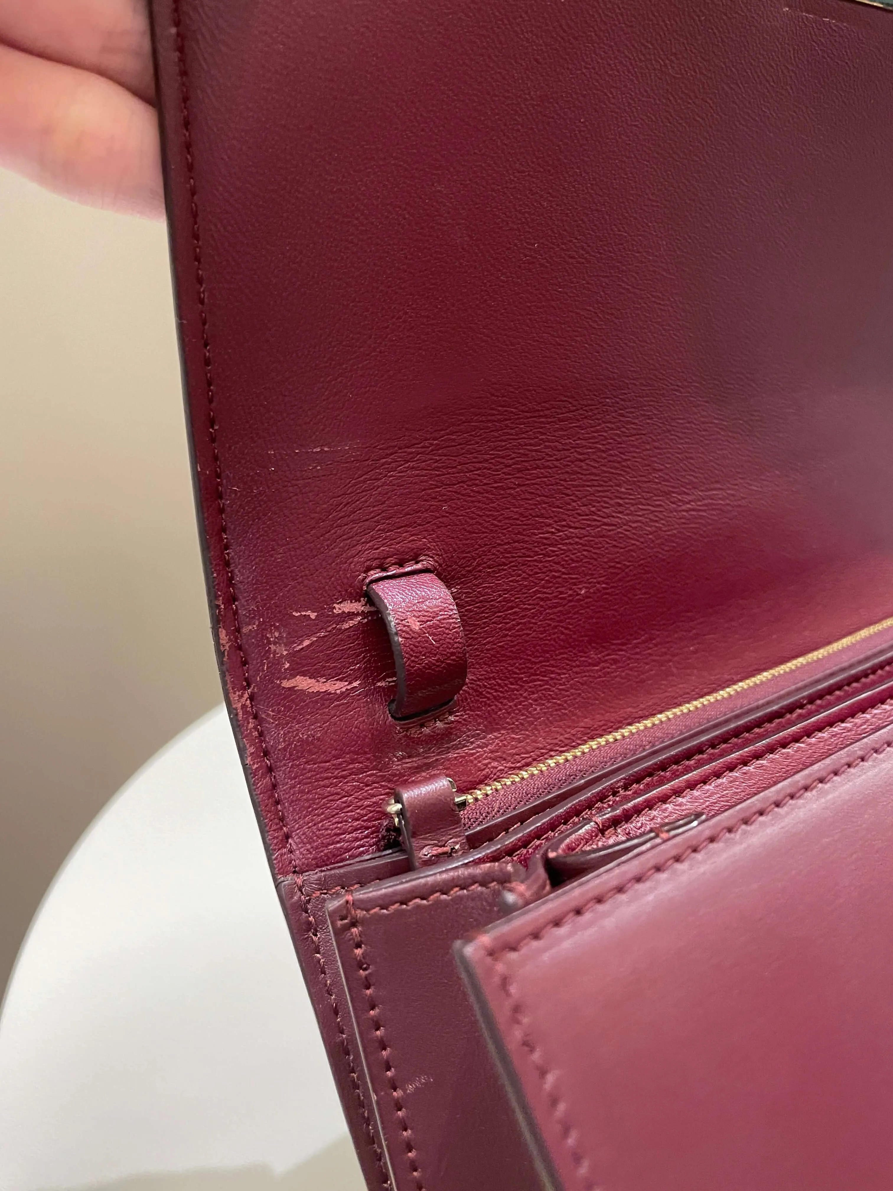 Celine Box Bag Burgundy Calfskin
