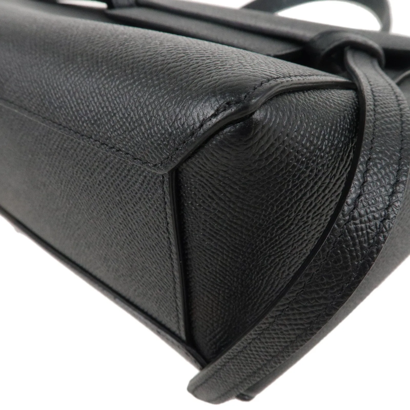 CELINE Leather Belt Bag Nano 2Way Bag Hand Bag Black 189003 Used F/S