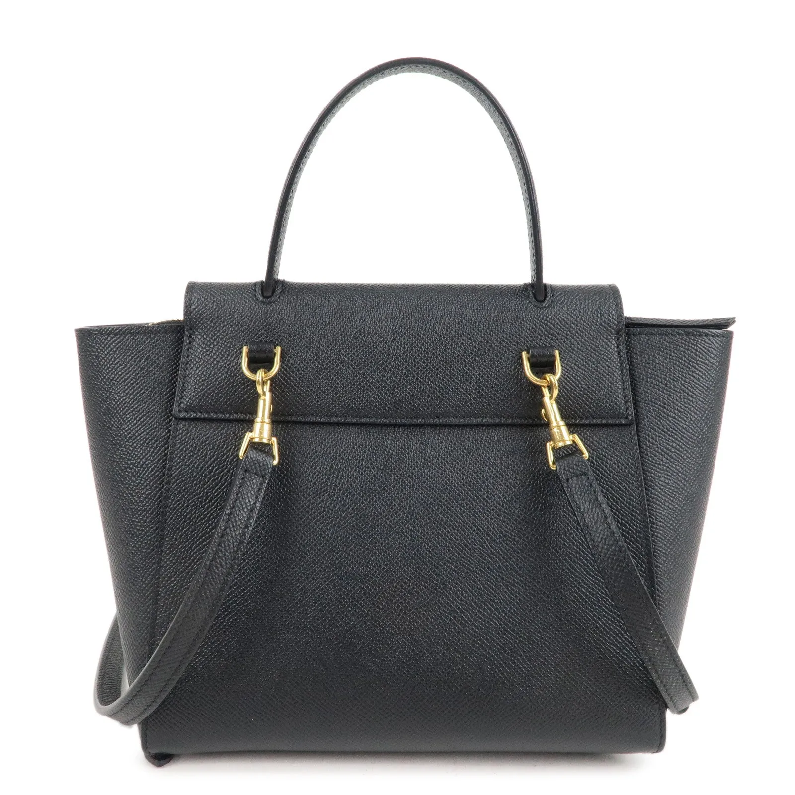 CELINE Leather Belt Bag Nano 2Way Bag Hand Bag Black 189003 Used F/S
