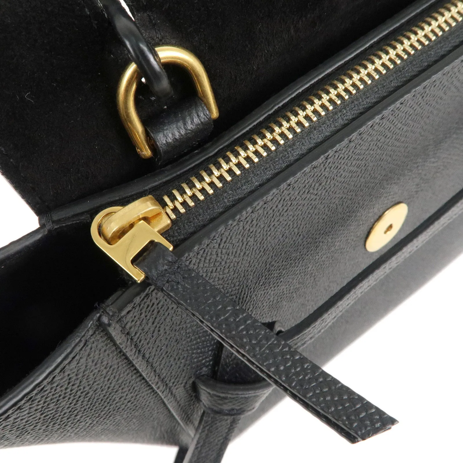 CELINE Leather Belt Bag Nano 2Way Bag Hand Bag Black 189003 Used F/S